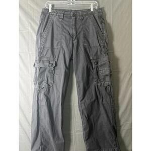 American Eagle Women's Size 12 Cargo Pants Faded Black Charcoal Stretch Relaxed